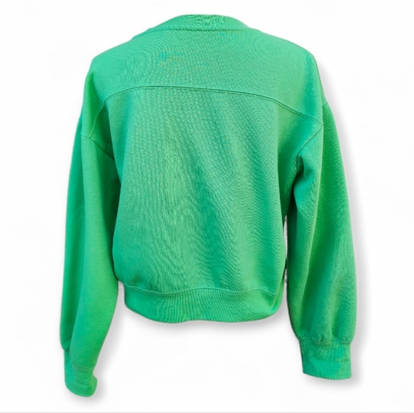 Zara Bright Green Cropped Crew Neck Sweater, Size S - Picture 5 of 6